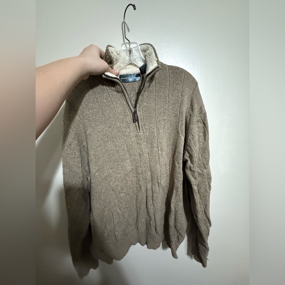 Oscar de la Renta Sherpa Lined Half Zip Sweater - Picture 3 of 6